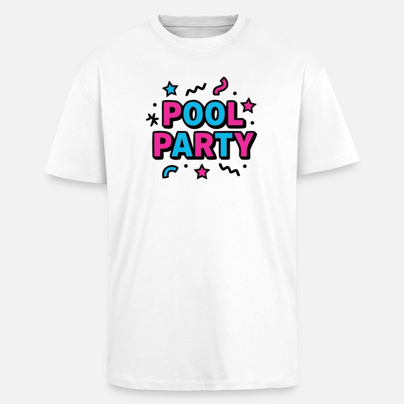 Pool Party 90s Lettering - Unisex Oversized Heavyweight T-shirt - white