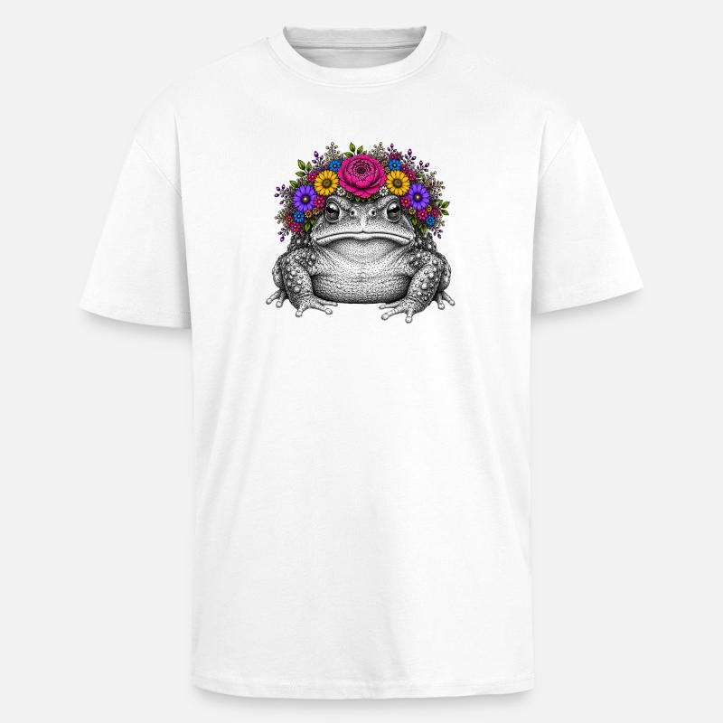 Toad with flower crown - Unisex Oversized Heavyweight T-shirt - white