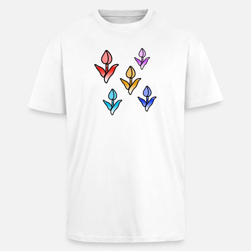 Fleur - T-shirt unisexe oversize épais - blanc
