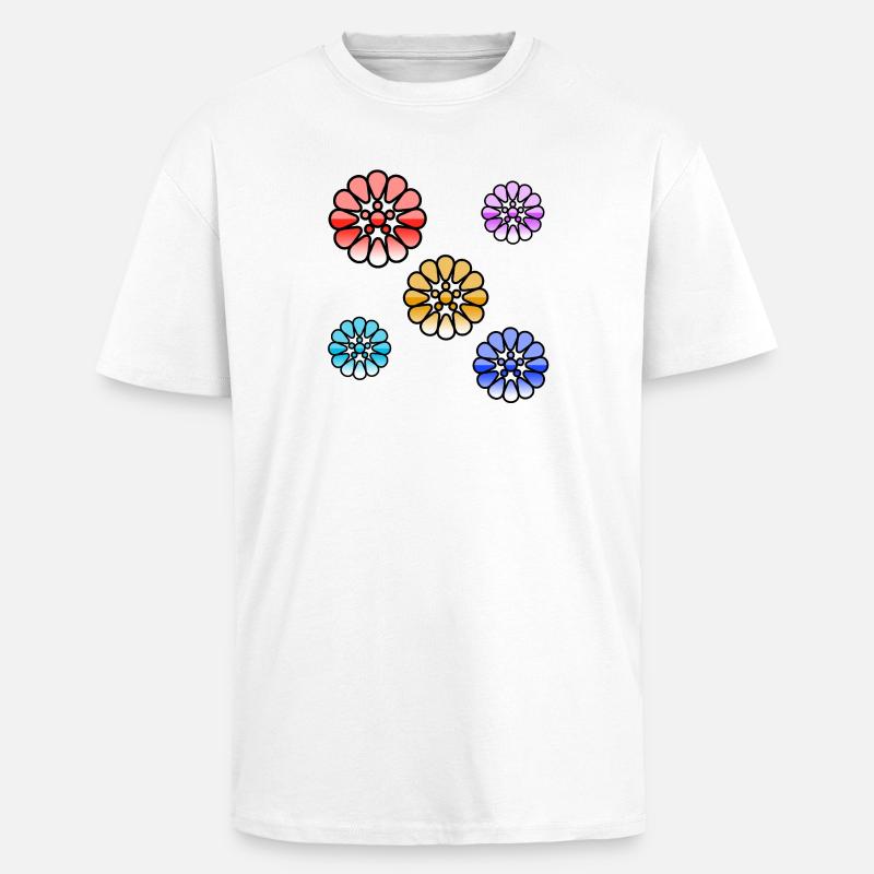 Fleur - T-shirt unisexe oversize épais - blanc