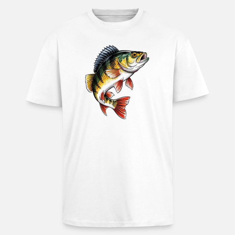Pêche à la perche - T-shirt unisexe oversize épais - blanc