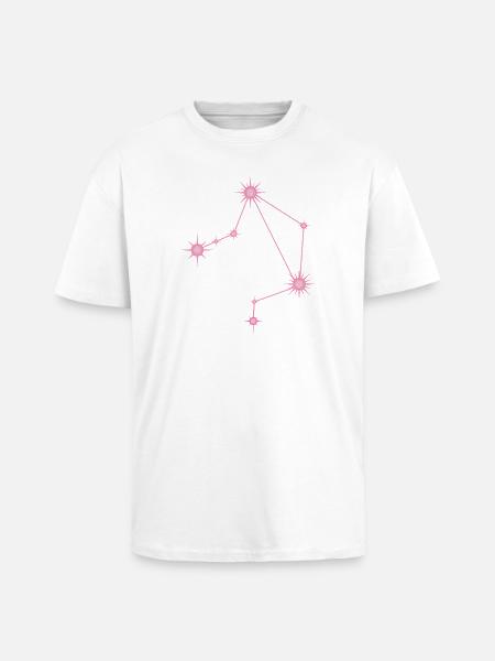 Waagestern, Sternbild, Tierkreiszeichen, Pastellrosa - Oversized Heavyweight Unisex T-Shirt - Weiß