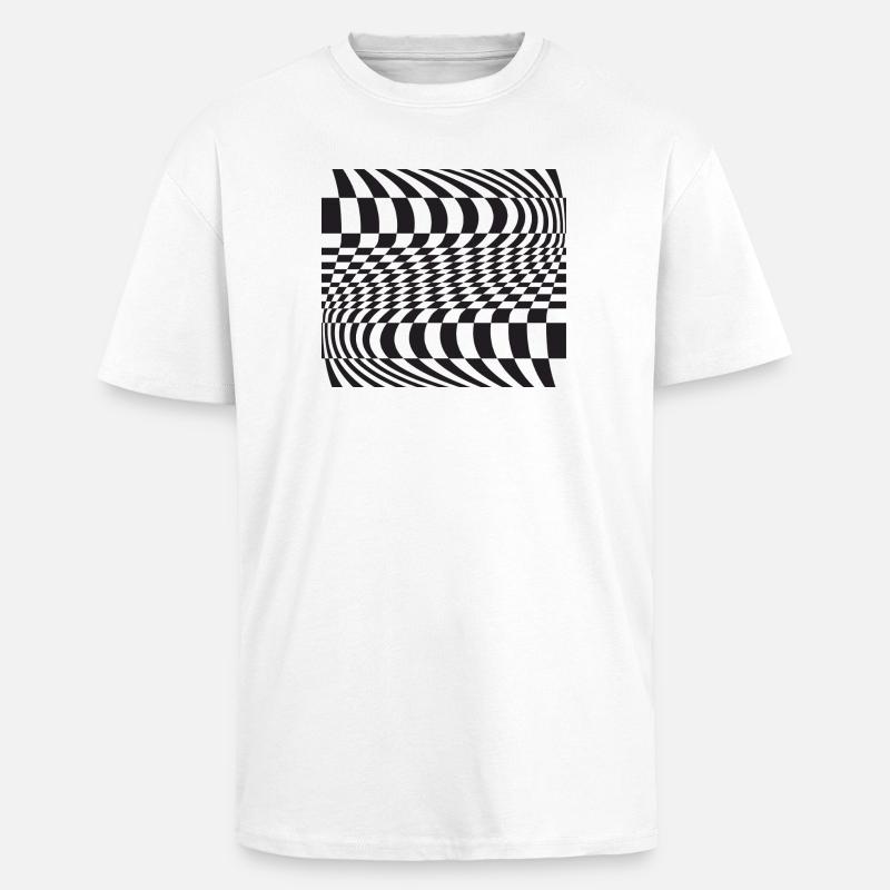 Optic Curve Grid - Unisex Oversized Heavyweight T-shirt - white