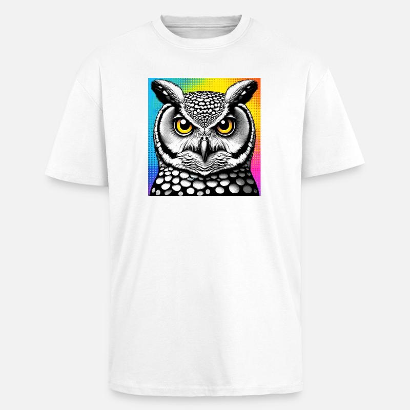 Eule - Oversized Heavyweight Unisex T-Shirt - Weiß