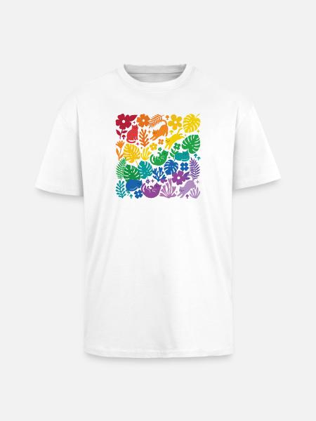 LGBT-Pride-Monat – Regenbogenkatzen und Blumen - Oversized Heavyweight Unisex T-Shirt - Weiß