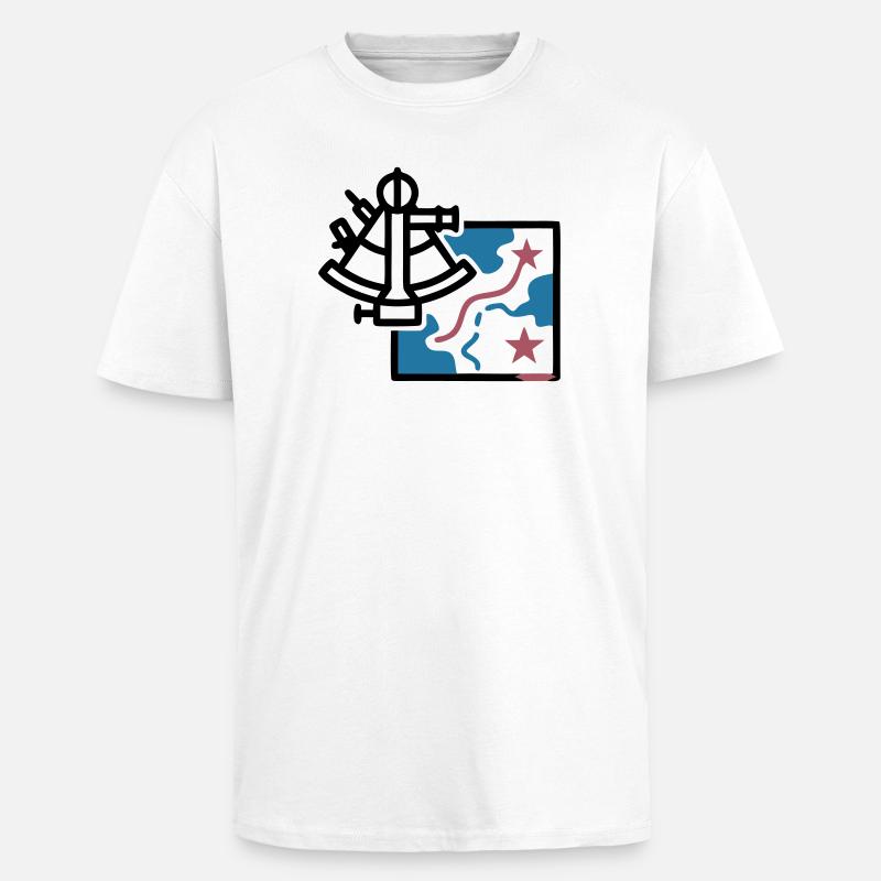 Sextant Navigation Karte Vektor - Oversized Heavyweight Unisex T-Shirt - Weiß