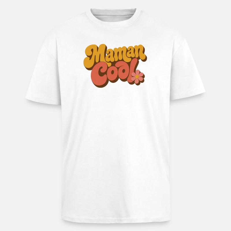 Mama Cool rétro fleurs 70s - T-shirt unisexe oversize épais - blanc