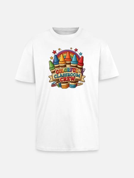 Farbenfrohe Klassenzimmercrew - Oversized Heavyweight Unisex T-Shirt - Weiß