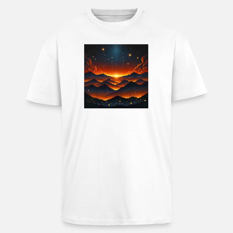 Coucher de soleil éclatant sur Bergen - T-shirt unisexe oversize épais - blanc