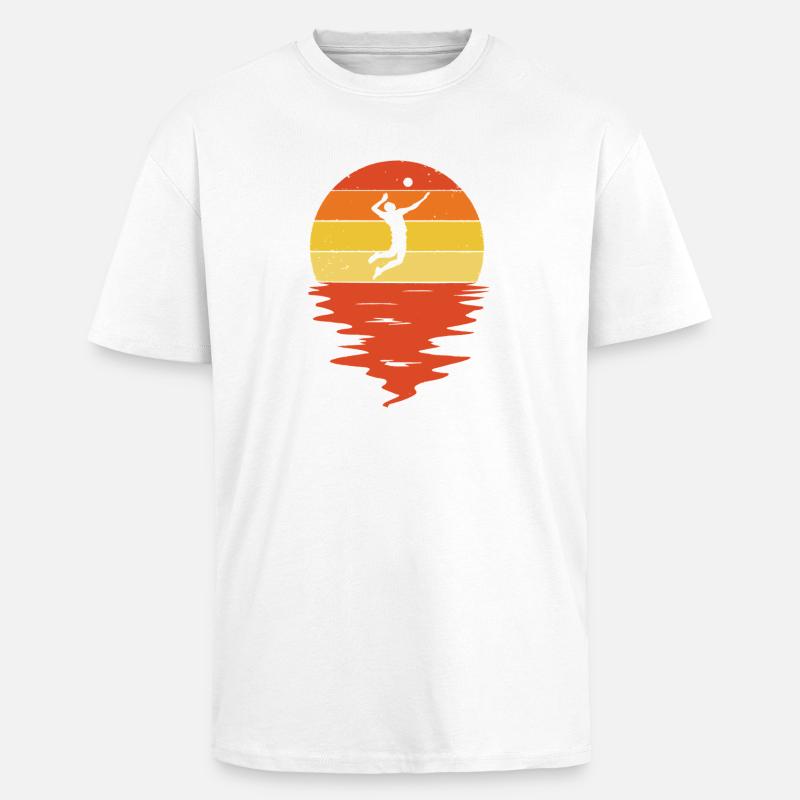 Sunset Silhouette Leap - Unisex Oversized Heavyweight T-shirt - white