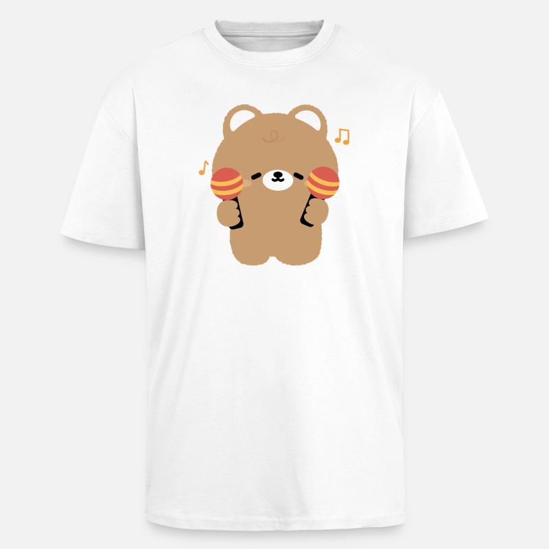 Bear Maraca Beat - Unisex Oversized Heavyweight T-shirt - white