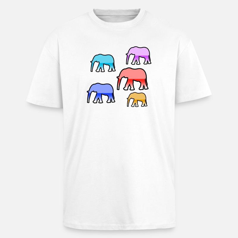 Éléphants - T-shirt unisexe oversize épais - blanc