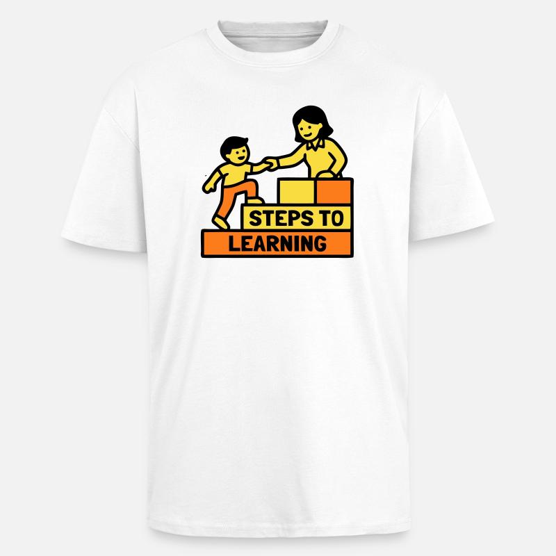 Logo Étapes pour apprendre l’école - T-shirt unisexe oversize épais - blanc