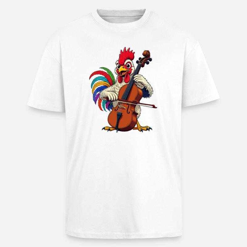 Hahn joue du violoncelle - T-shirt unisexe oversize épais - blanc