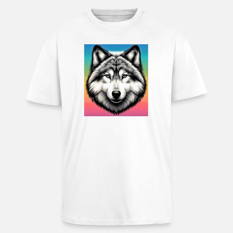 Loup - T-shirt unisexe oversize épais - blanc