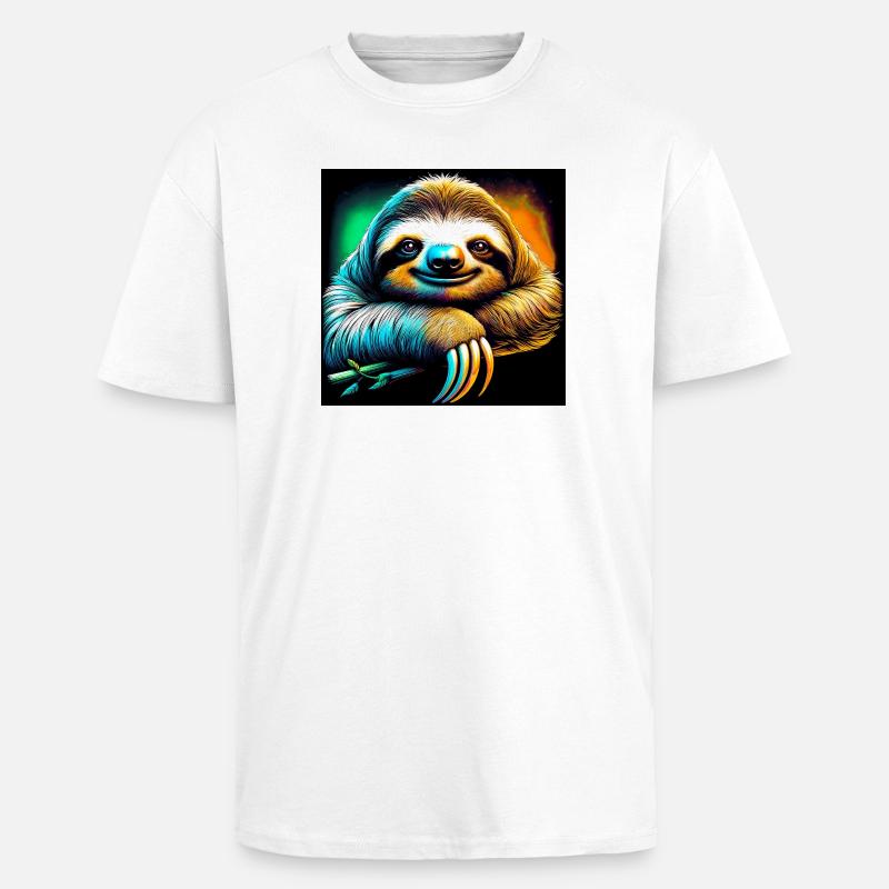 Faultier - Oversized Heavyweight Unisex T-Shirt - Weiß