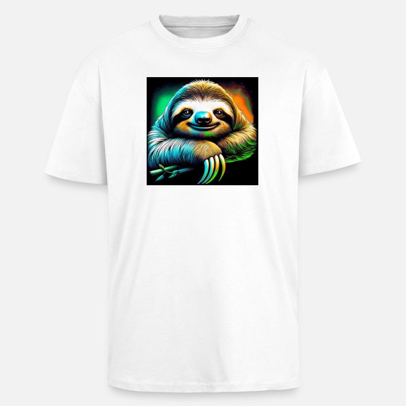 Faultier - Oversized Heavyweight Unisex T-Shirt - Weiß