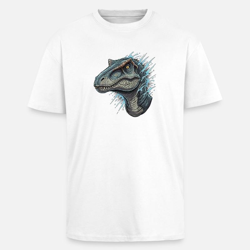 Dino head with blue splashes - Unisex Oversized Heavyweight T-shirt - white