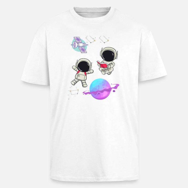 Bunte Astronauten im Orbit - Oversized Heavyweight Unisex T-Shirt - Weiß
