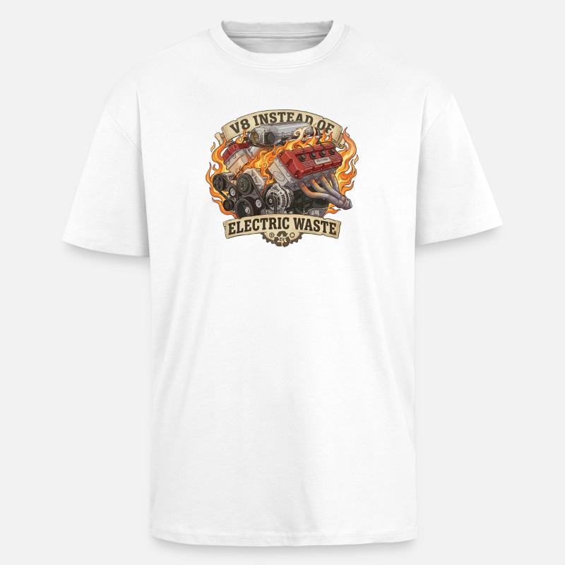 V8 Statt EV – Electric Waste - Oversized Heavyweight Unisex T-Shirt - Weiß