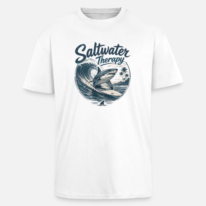 Saltwater Therapy Surfwave - Unisex Oversized Heavyweight T-shirt - white