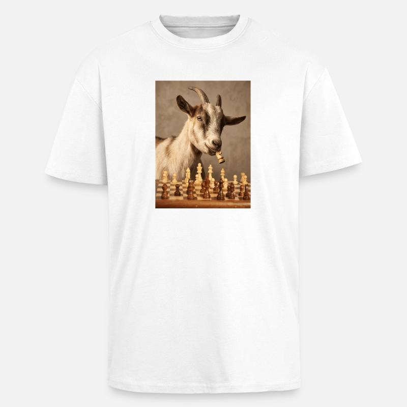 Ziege spielt Schach - Oversized Heavyweight Unisex T-Shirt - Weiß