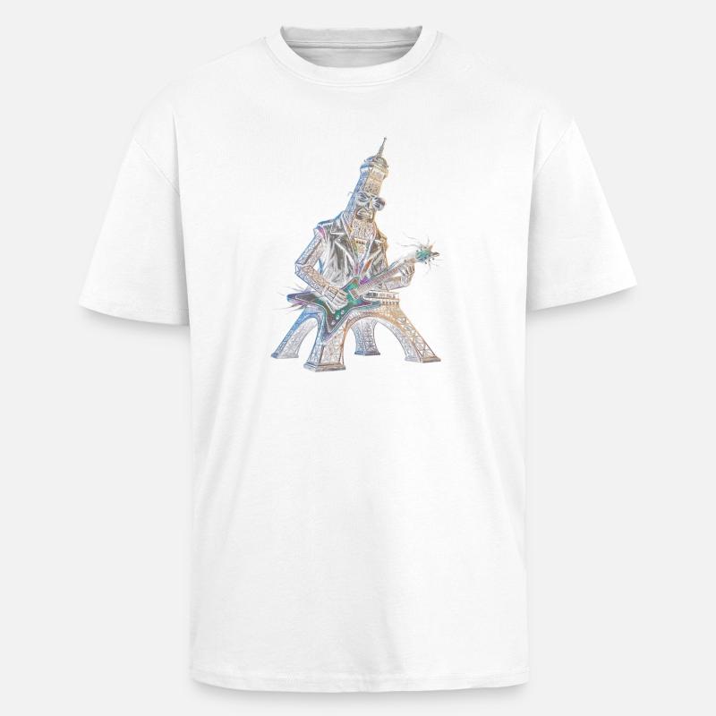 Eiffelturm spielt E-Gitarre - Oversized Heavyweight Unisex T-Shirt - Weiß