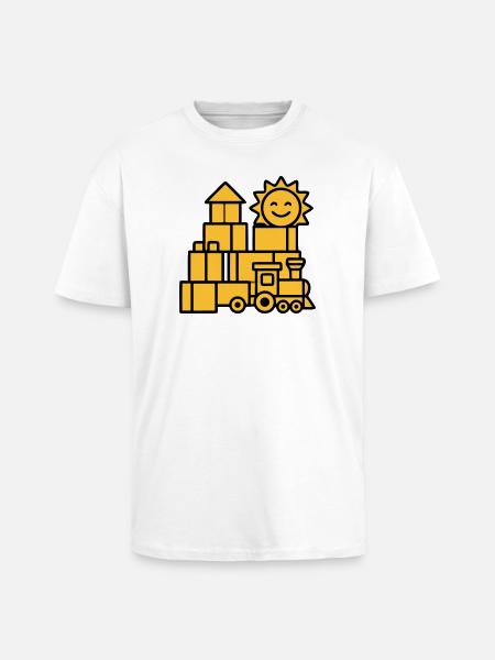 Building Blocks Railway Toys - Unisex Oversized Heavyweight T-shirt - white