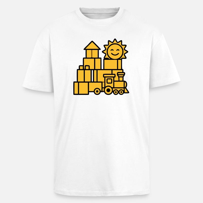 Jouets ferroviaires Blocs de construction - T-shirt unisexe oversize épais - blanc