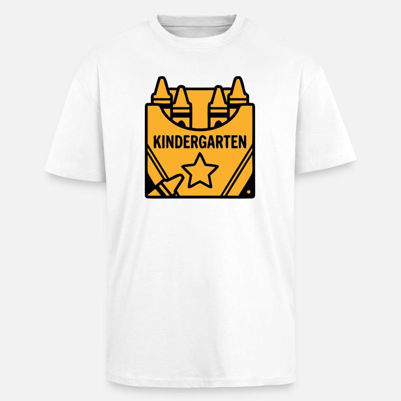 Crayons Kindergarten Logo - Unisex Oversized Heavyweight T-shirt - white