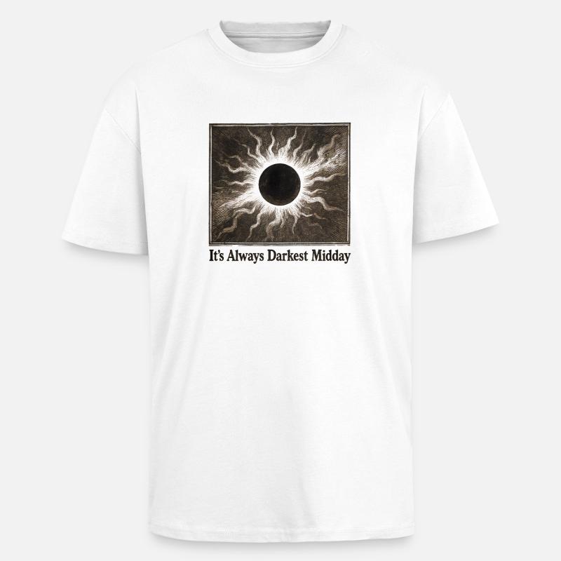 Midi le plus sombre | Éclipse solaire - T-shirt unisexe oversize épais - blanc