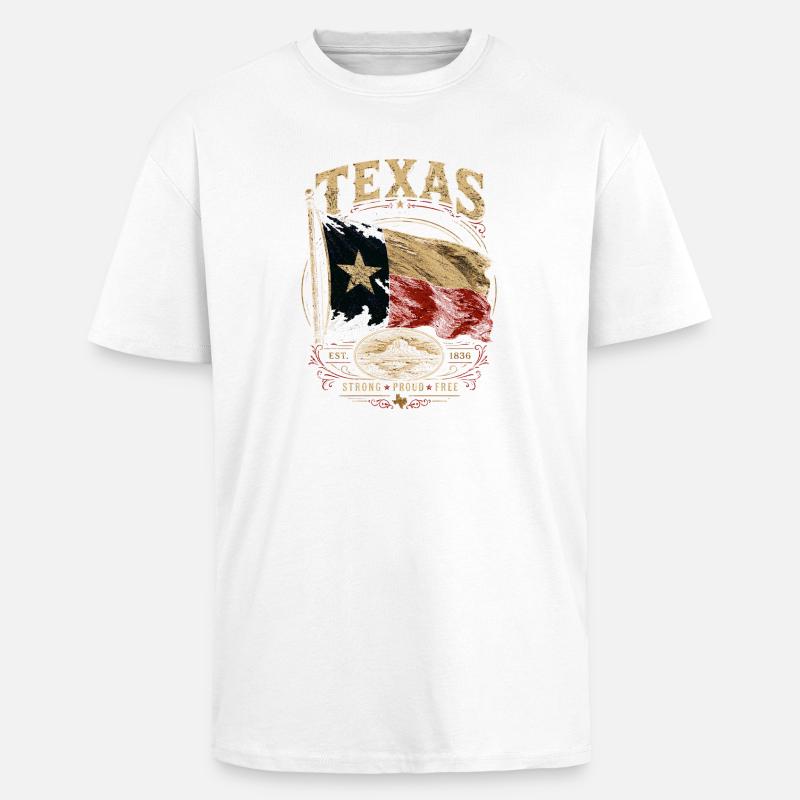 Texas Flag Pride: Stark & Free - Unisex Oversized Heavyweight T-shirt - white