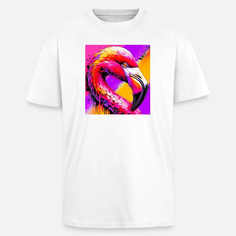 flamingo - Unisex Oversized Heavyweight T-shirt - white