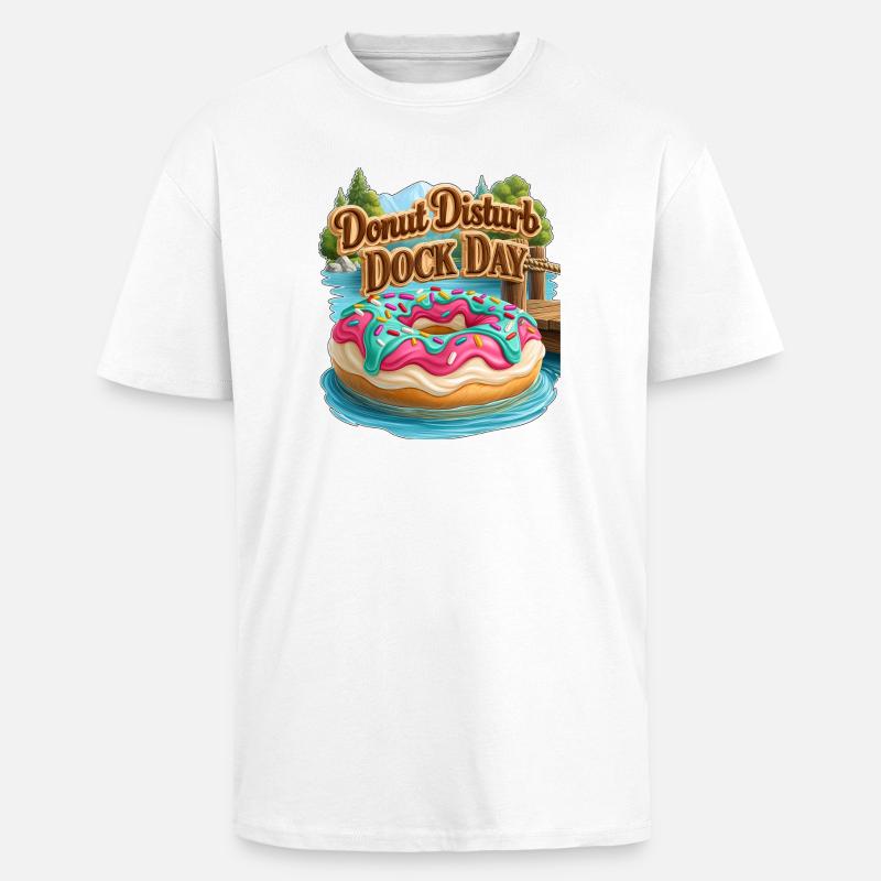 Donut Disturb Dock Day - Unisex Oversized Heavyweight T-shirt - white
