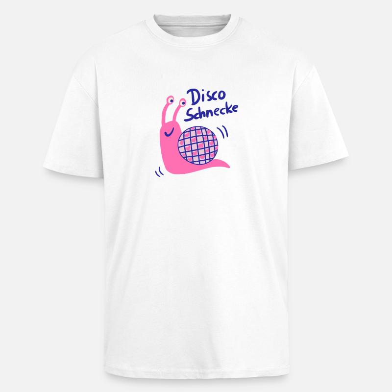 Disco Schnecke mit Glitzerball - Oversized Heavyweight Unisex T-Shirt - Weiß