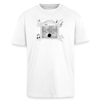 Noisy Speaker - Unisex Oversized Heavyweight T-shirt - white - Front - Alina (178cm) & Michal (187cm)