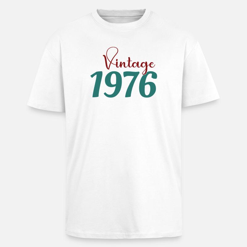 Tee 50 Ans Rétro 70s Né(e) 1976 - T-shirt unisexe oversize épais - blanc