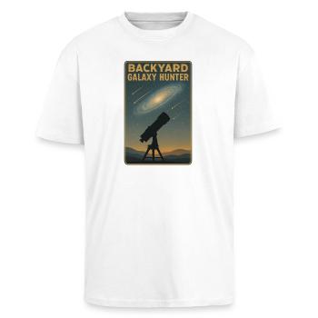 Backyard Galaxy Hunter | Astronomy - Unisex Oversized Heavyweight T-shirt - white - Front - Alina (178cm) & Michal (187cm)