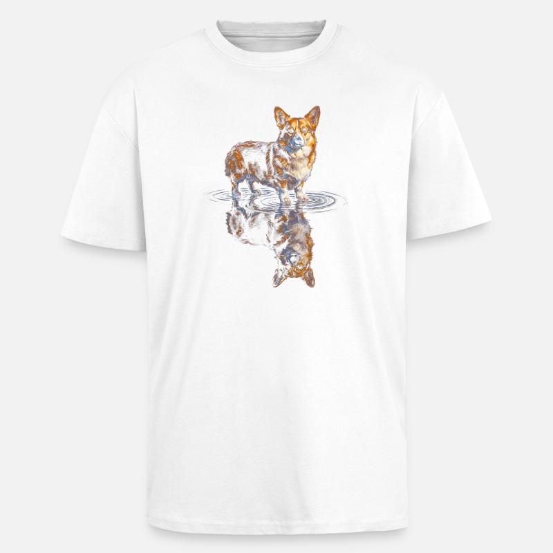 Wasserreflex Corgi - Oversized Heavyweight Unisex T-Shirt - Weiß