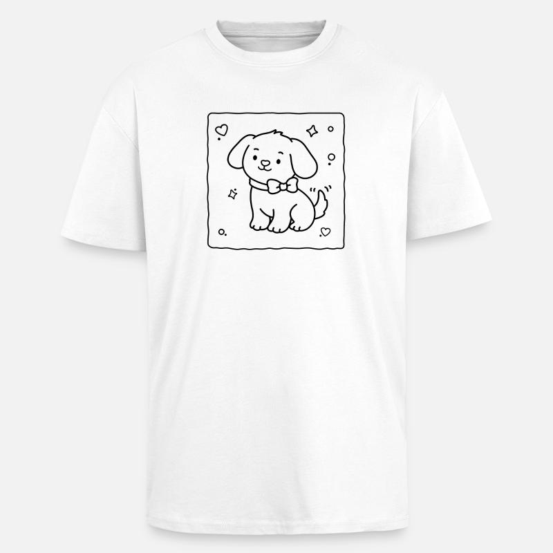 Petit chiot mignon | Lulu Lotus - T-shirt unisexe oversize épais - blanc