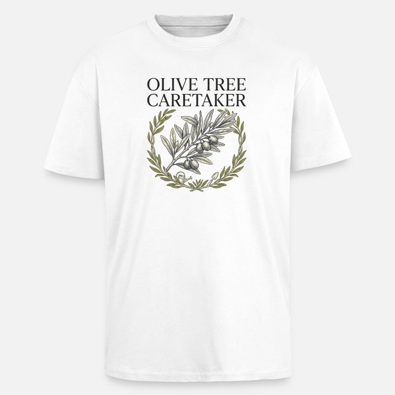 Olive Tree Caretaker - Unisex Oversized Heavyweight T-shirt - white