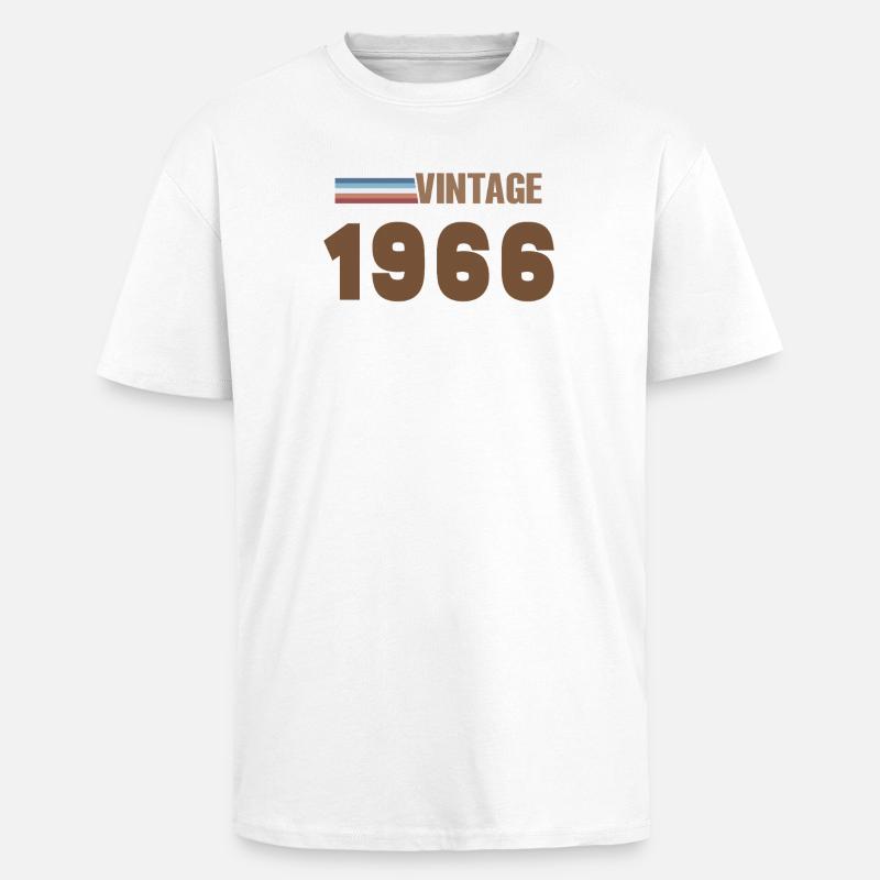 T-Shirt 60 Ans 1966 Script Manuscrit - T-shirt unisexe oversize épais - blanc