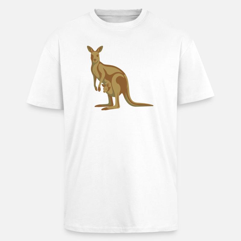 Känguru Mutter mit Nachwuchs - Oversized Heavyweight Unisex T-Shirt - Weiß