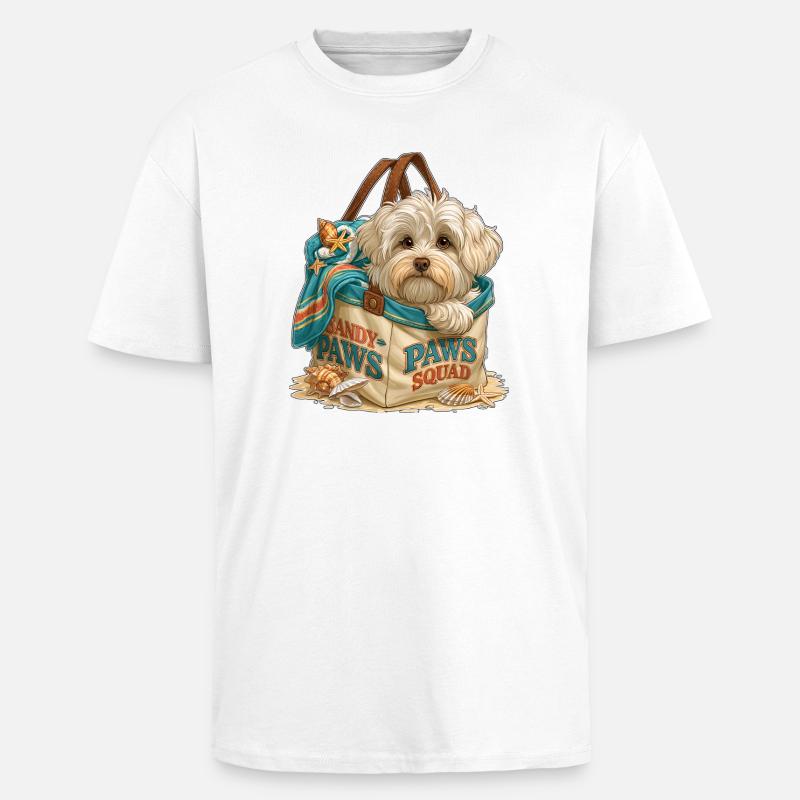 Sandy Paws Squad Beach Pup - Unisex Oversized Heavyweight T-shirt - white