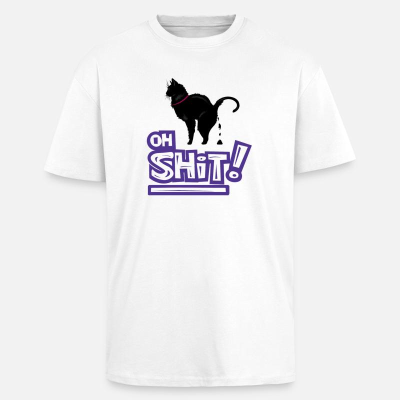 Kat Oh merde Graffiti Exclamation - T-shirt unisexe oversize épais - blanc