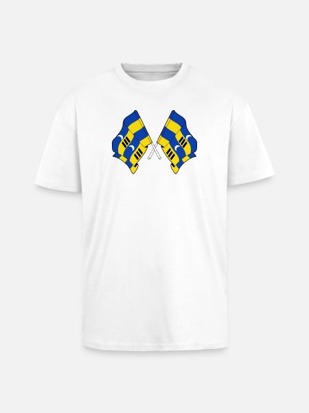 Crossed Ameland Flags – Island Pride - Unisex Oversized Heavyweight T-shirt - white