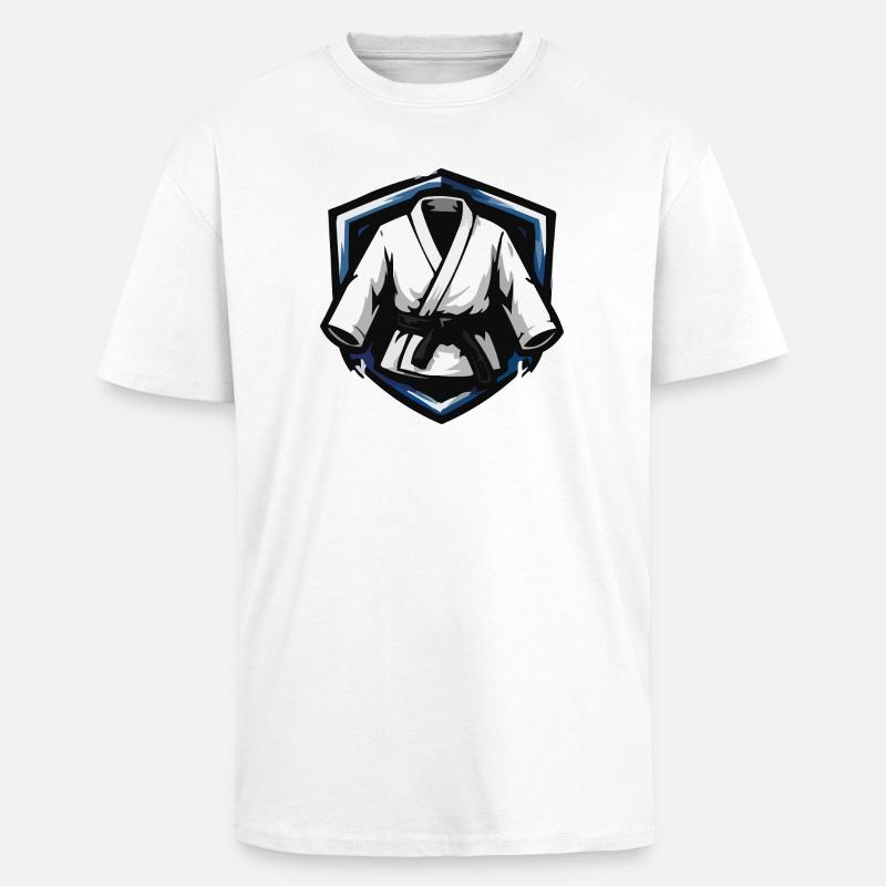 Martial Arts Gi Shield Emblem - Unisex Oversized Heavyweight T-shirt - white