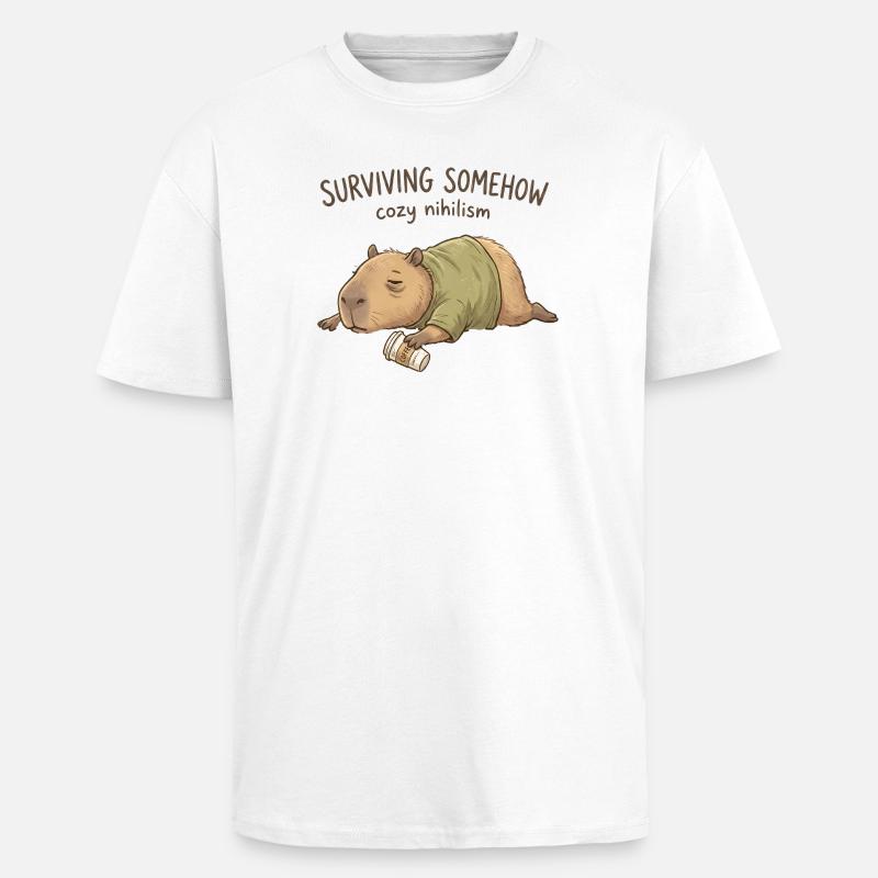 Kuscheliger Nihilismus Capybara - Oversized Heavyweight Unisex T-Shirt - Weiß