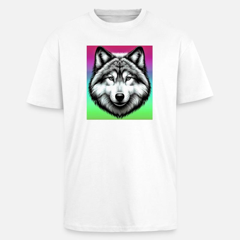 Loup - T-shirt unisexe oversize épais - blanc