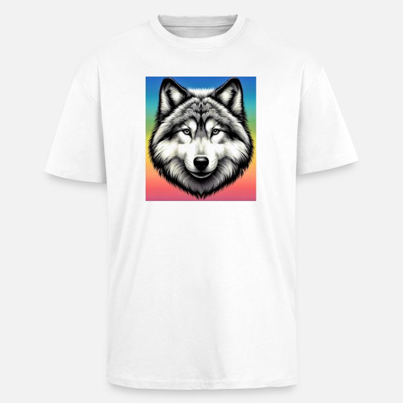 Wolf - Oversized Heavyweight Unisex T-Shirt - Weiß